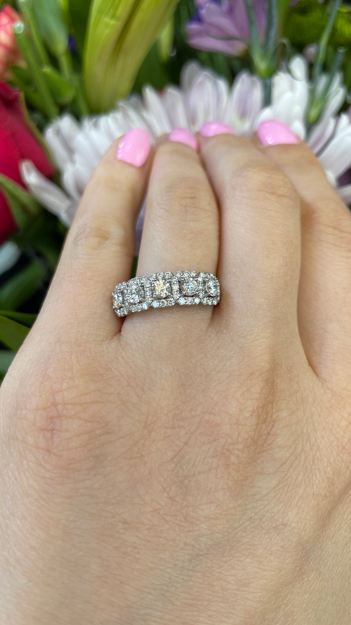 14K White Gold Diamond Band