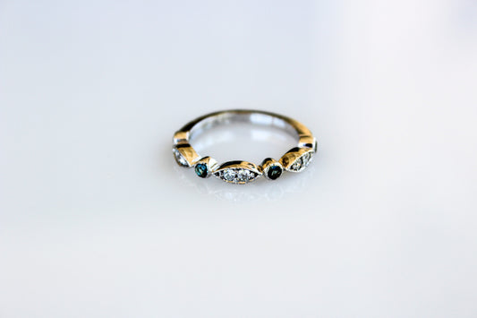 14K White Gold Diamond & Alexandrite Stackable Ring