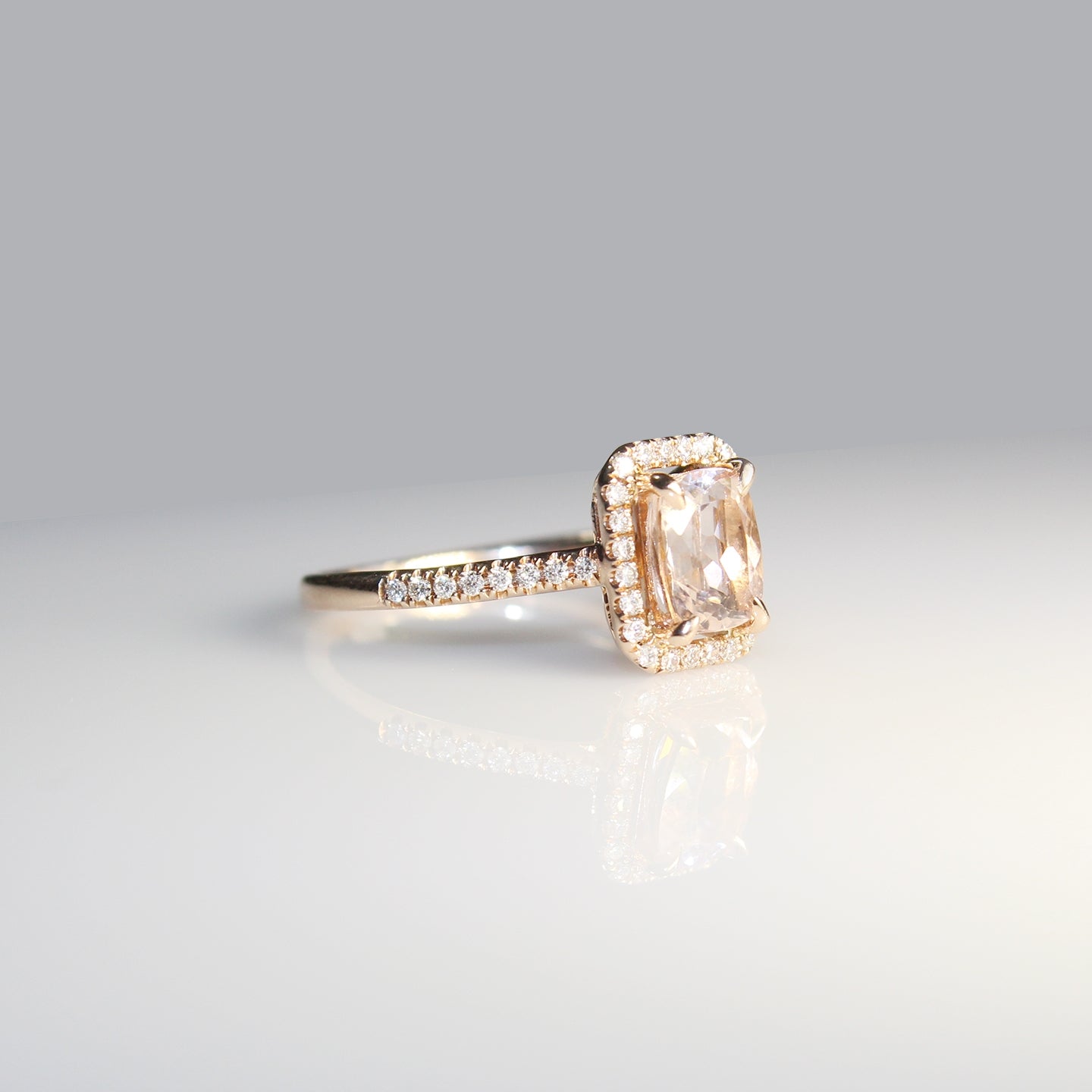 14K Rose Gold Diamond & Morganite Ring