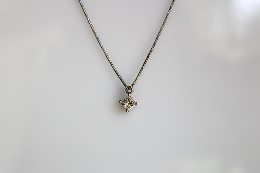 14K White Gold Princess Cut Diamond Necklace