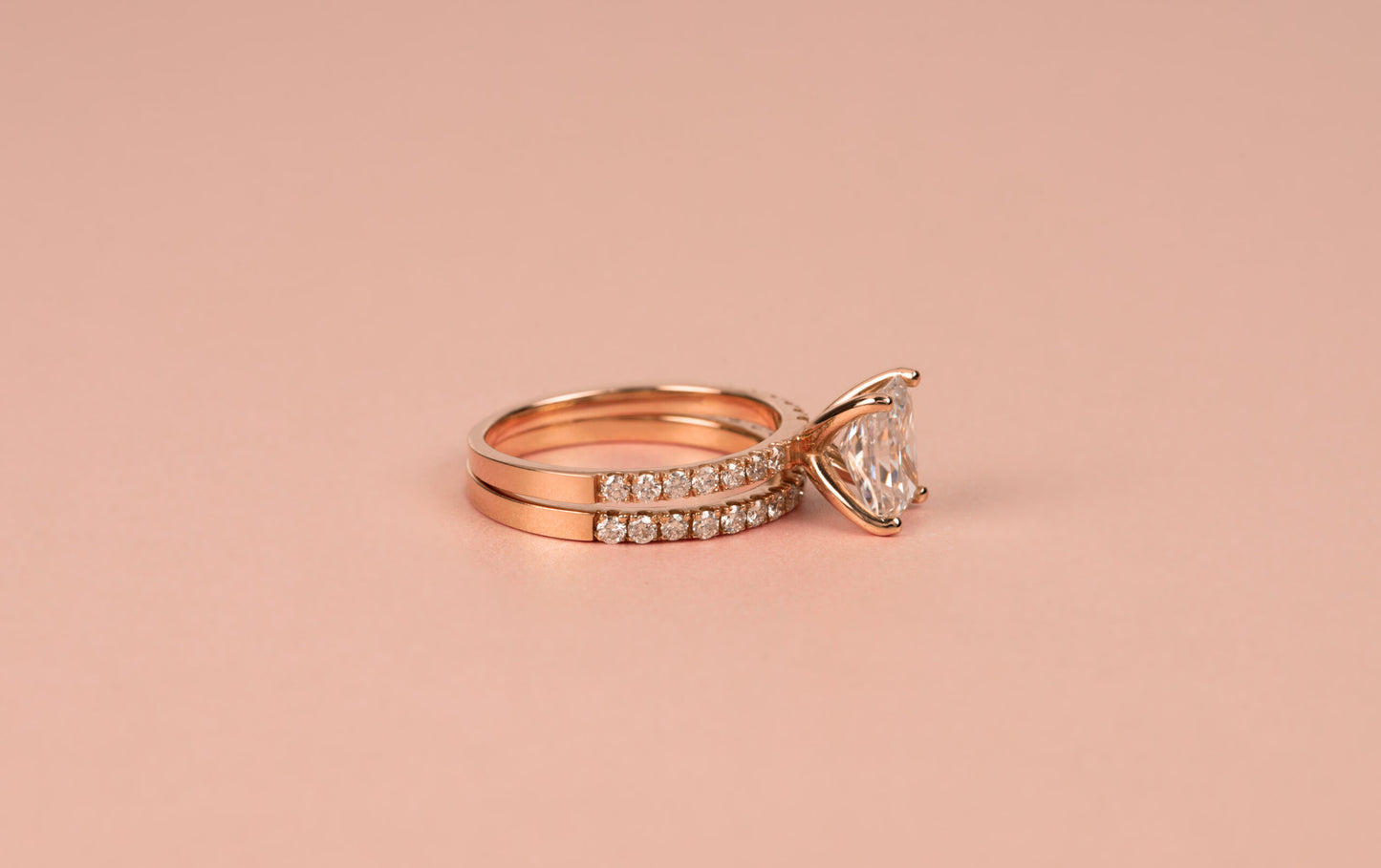 14K Rose Gold Diamond Engagement Ring Set