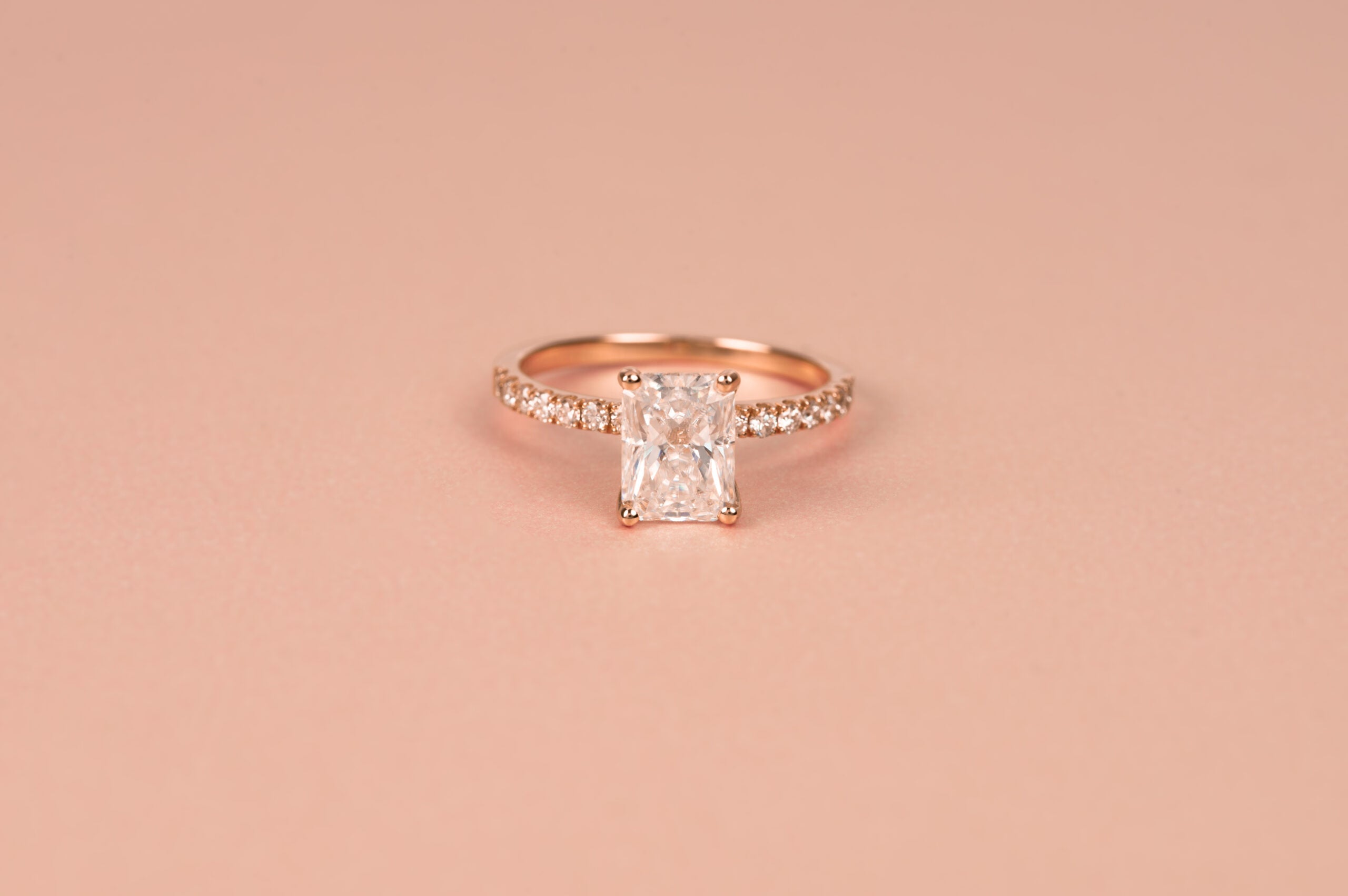 14K Rose Gold Diamond Engagement Ring Set