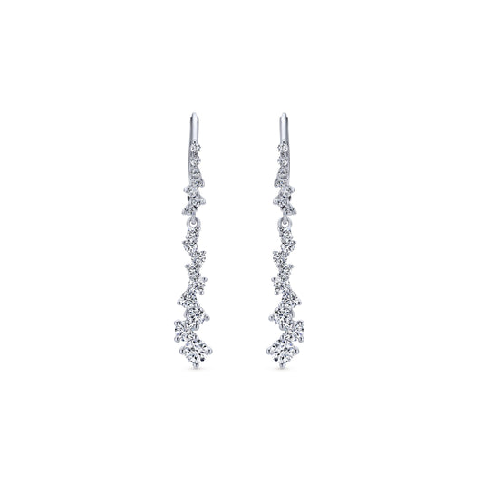 18K White Gold Elongated Diamond Constellation Earrings