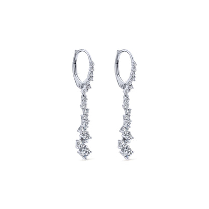 18K White Gold Elongated Diamond Constellation Earrings