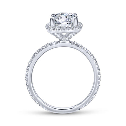 18K White Gold Round Halo Diamond Engagement Ring