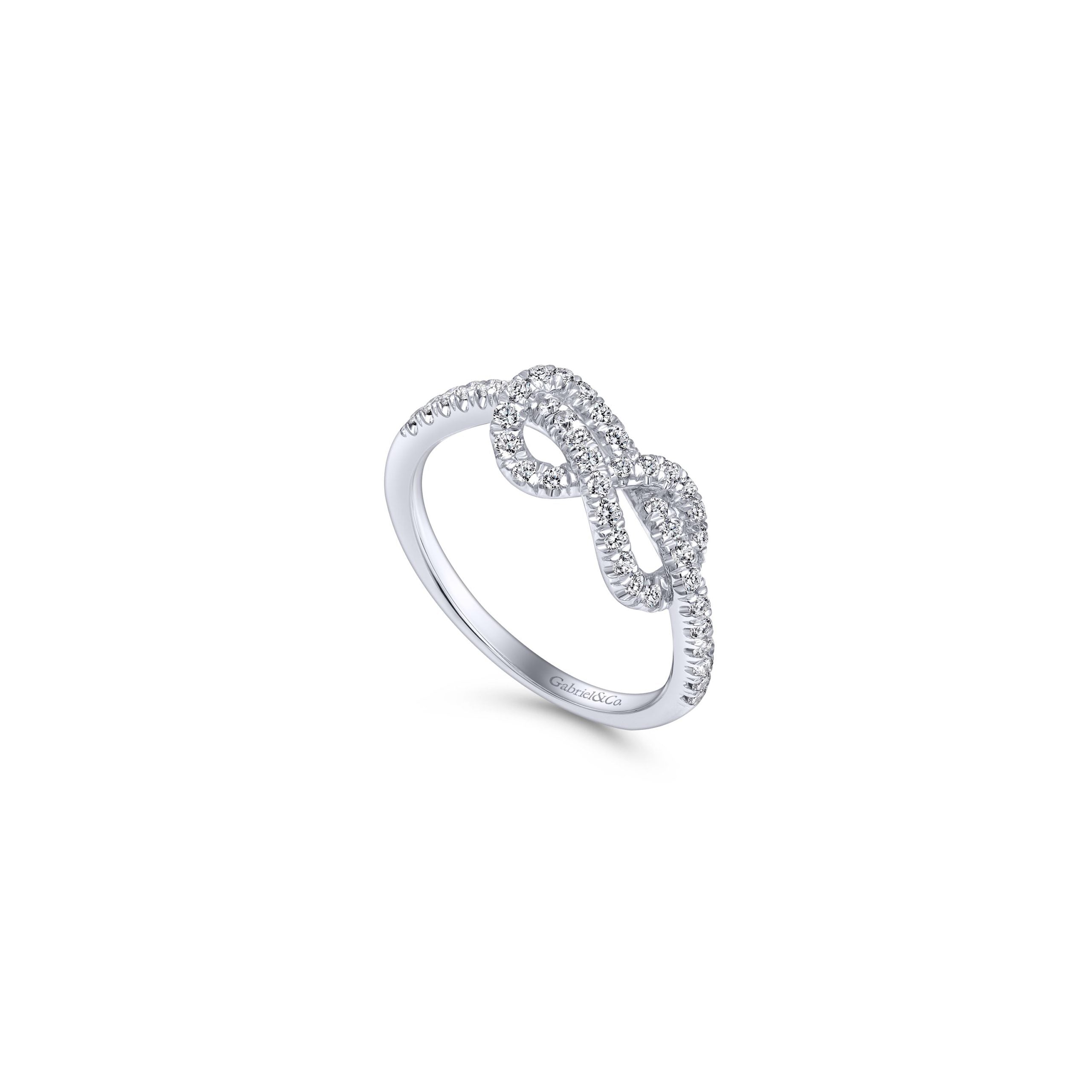 14k White Gold Twisted Diamond Knot Eternity Ring