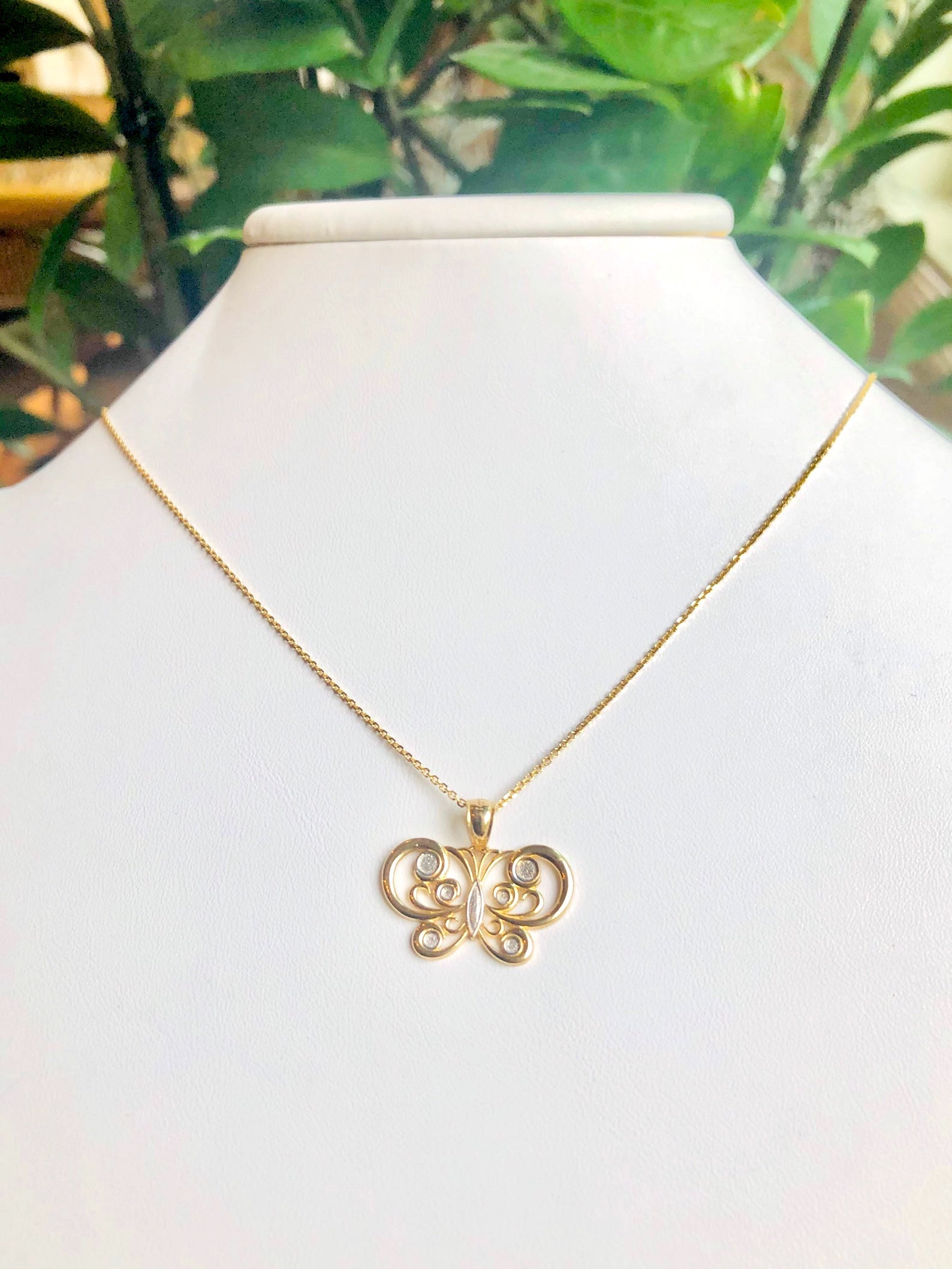 14K Two-Tone Gold Butterfly Necklace