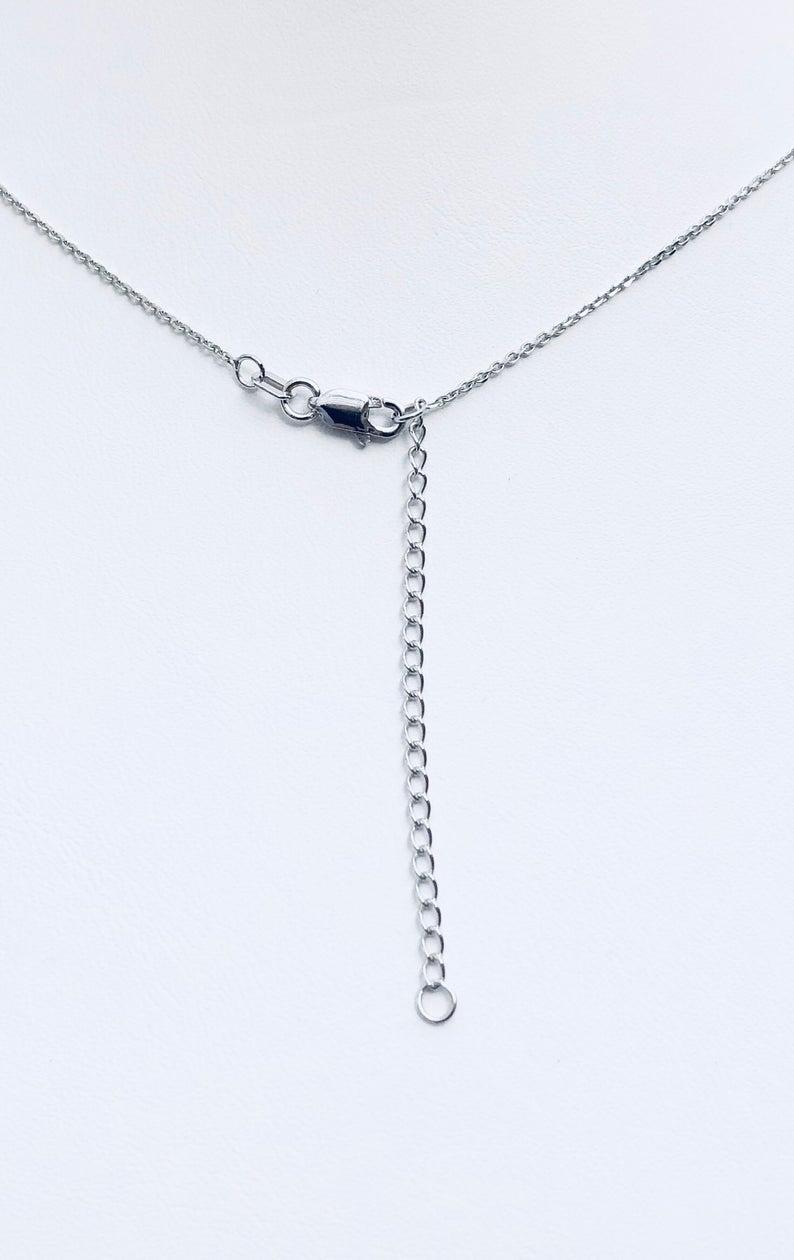 14K White Gold Layered Dangling ID Necklace