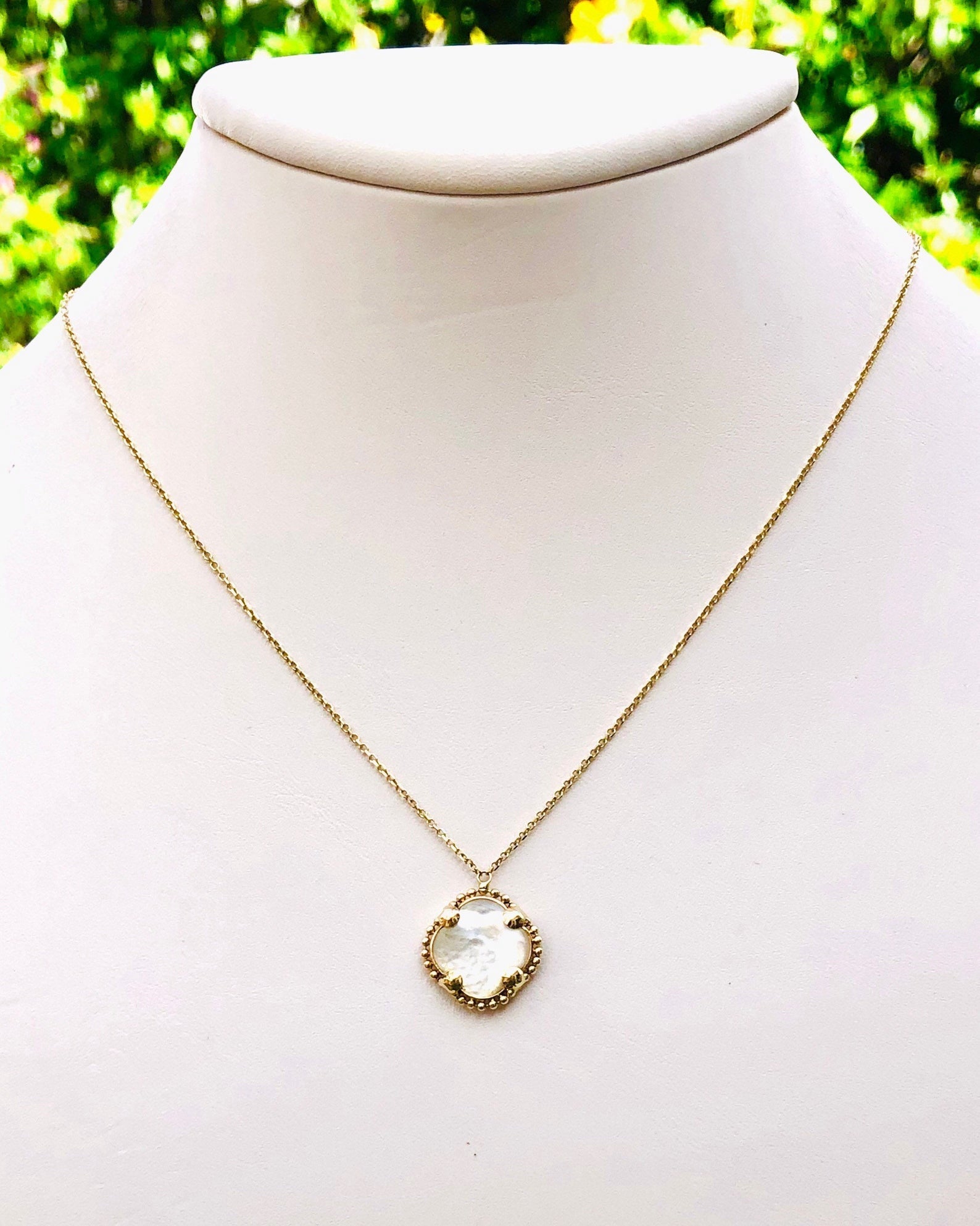 Gold Plated Sterling Silver and CZ Stone White Freshwater Pearl Flower  Pendant Necklace-18