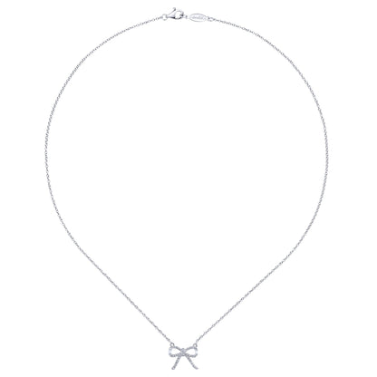 14K White Gold Bow Necklace