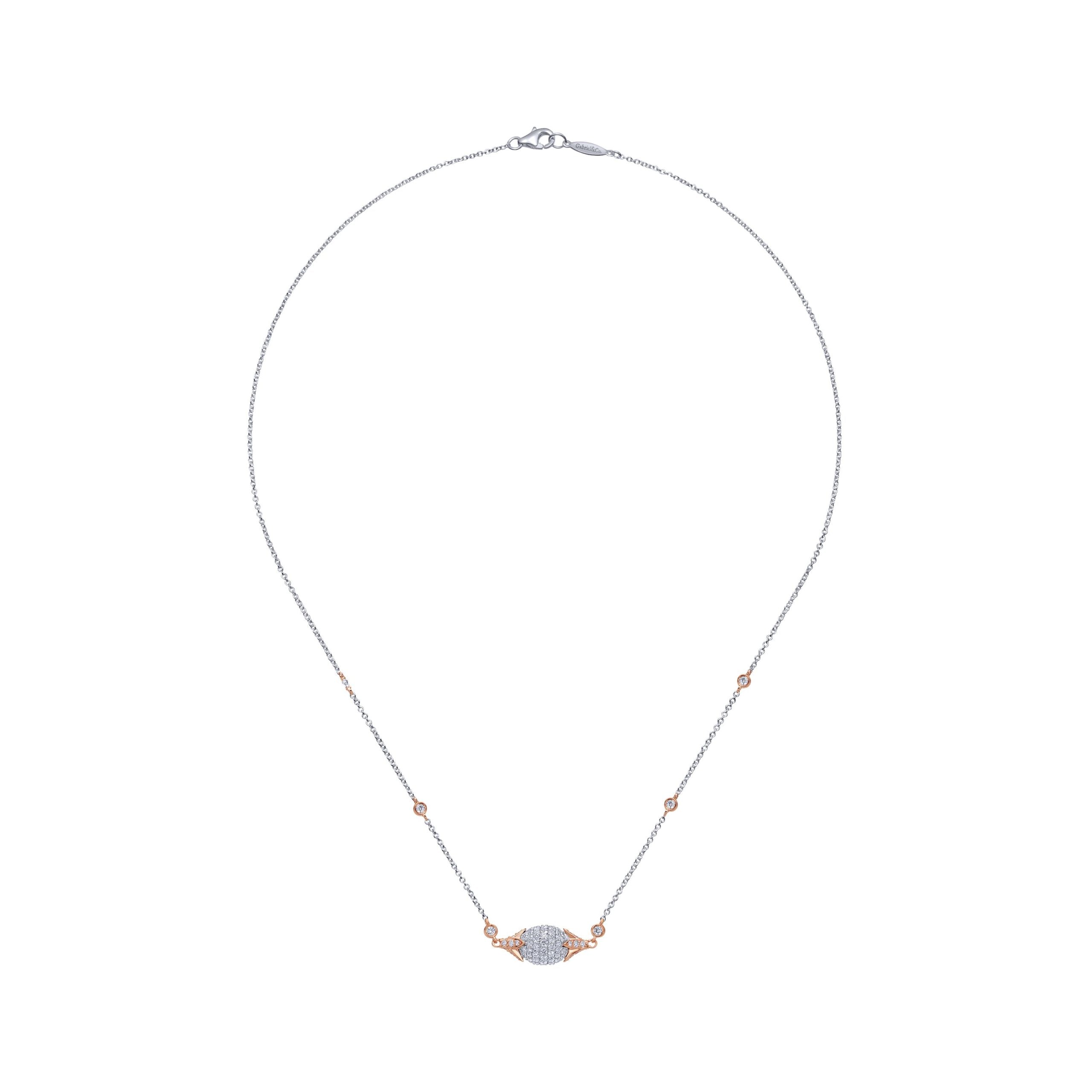 18K White-Rose Gold Diamond Necklace