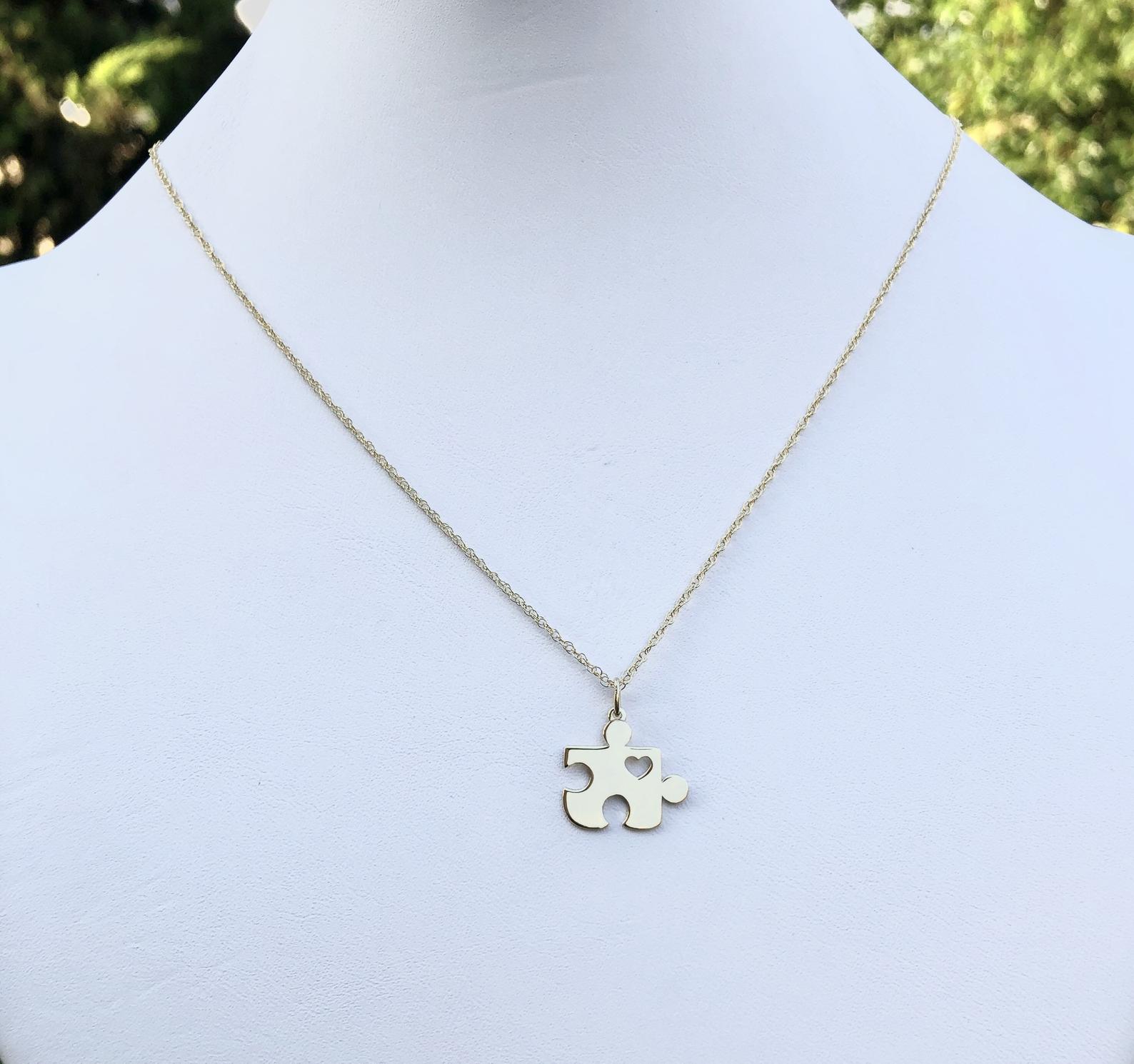 14K Yellow Gold Puzzle Piece Necklace