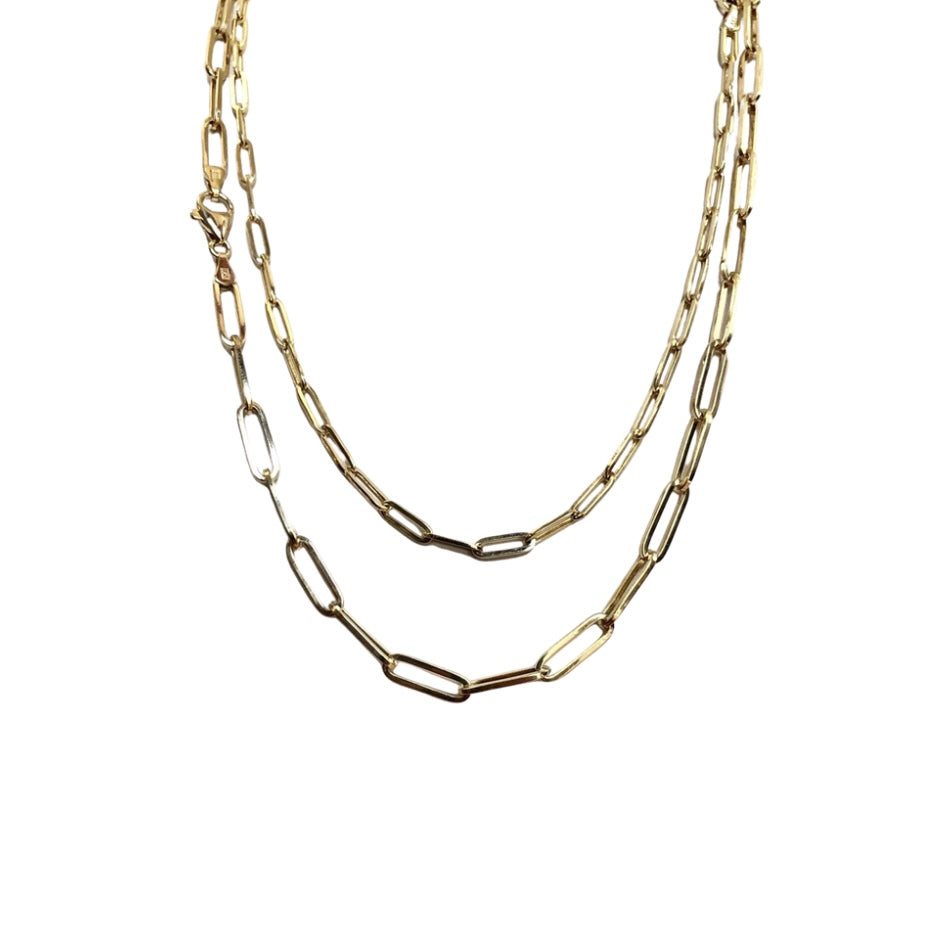 14K Italian Yellow Gold Large Paper Clip Chain