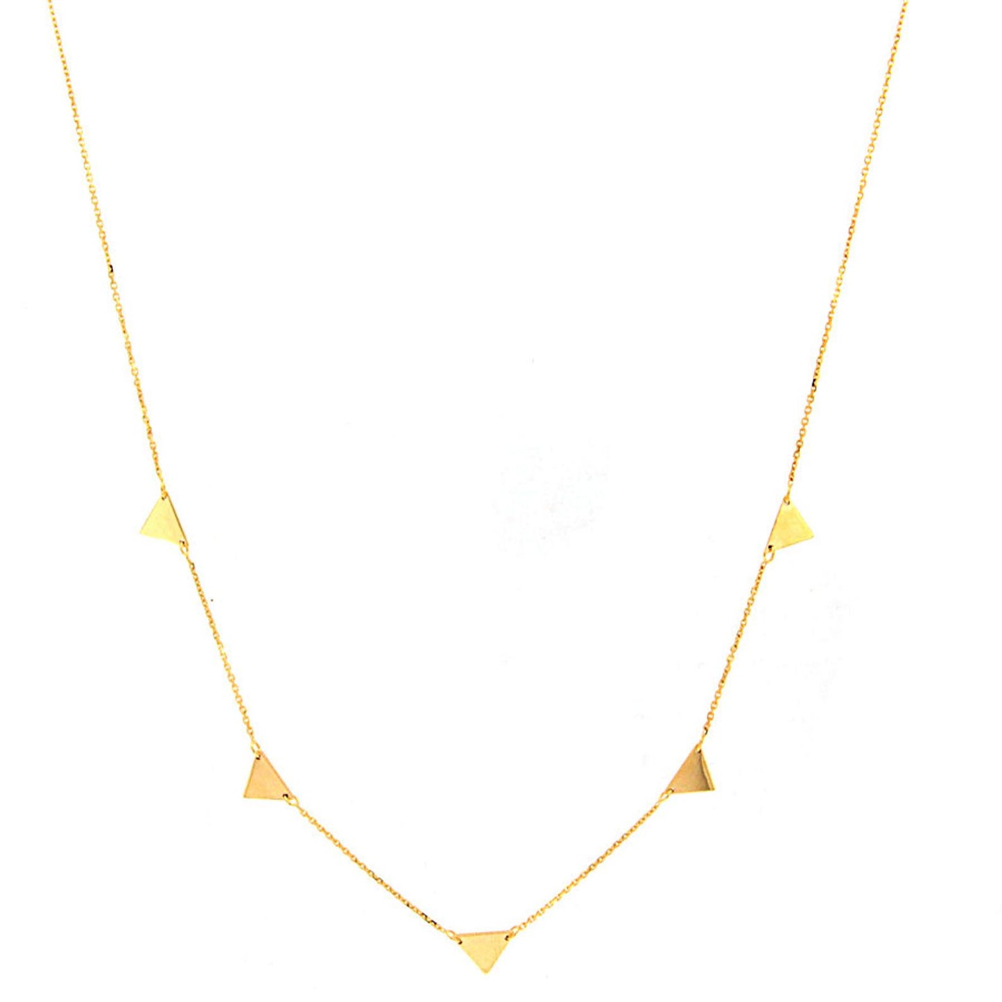 14K Yellow Solid Gold Triangle Necklace with Adjustable Chain 16-18"