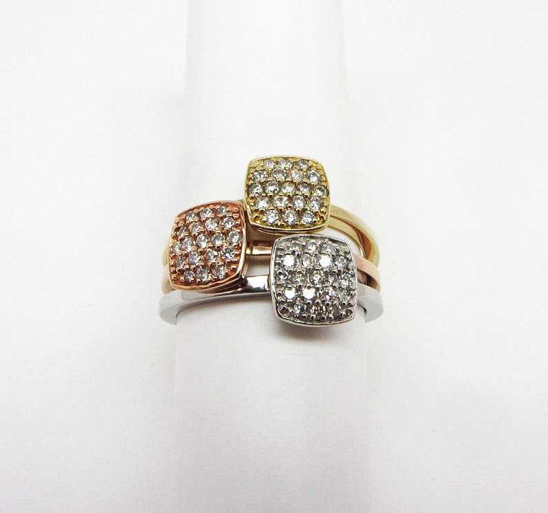 14K White, Rose, and Yellow Gold Stackable Ring Set
