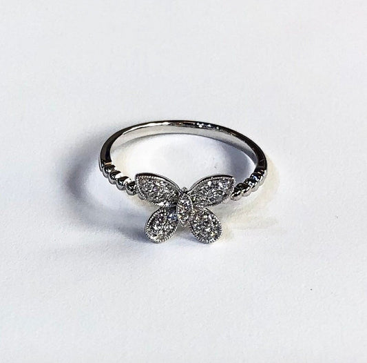 18K White Gold & Diamond Butterfly Ring