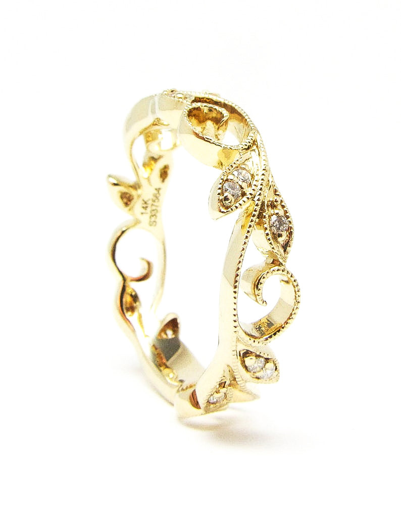 14K Yellow Gold Ivy Stackable Diamond Ring