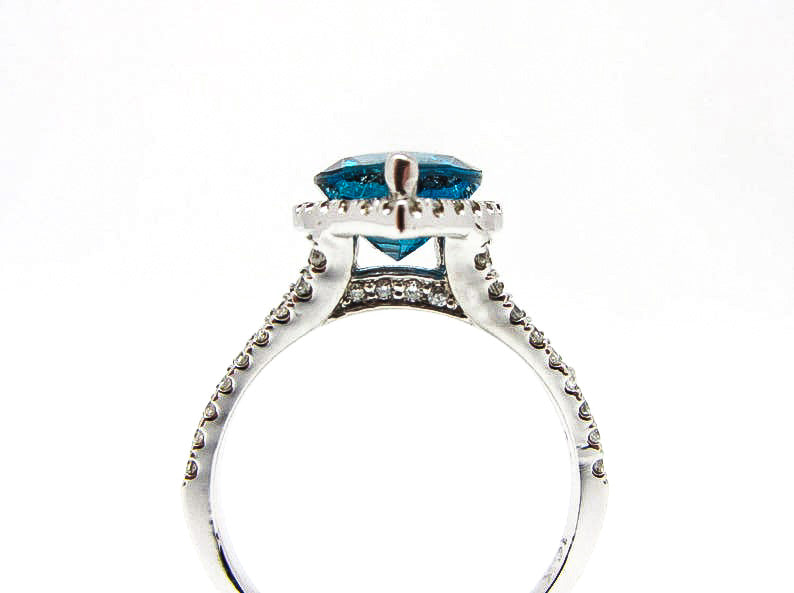 14K White Gold London Blue Pear Shape Topaz & Diamond Ring
