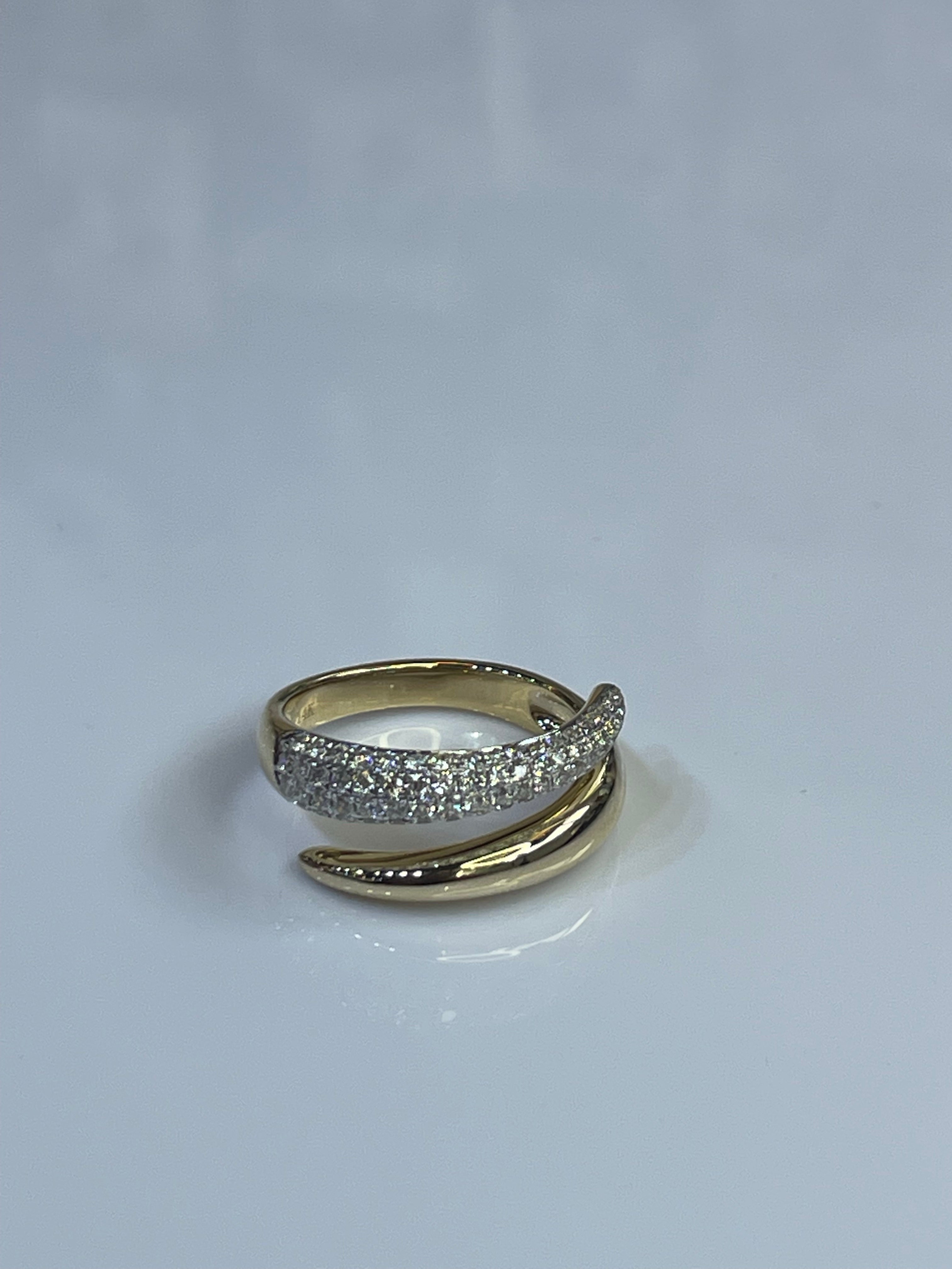 14K Yellow Gold Bypass Diamond Ring